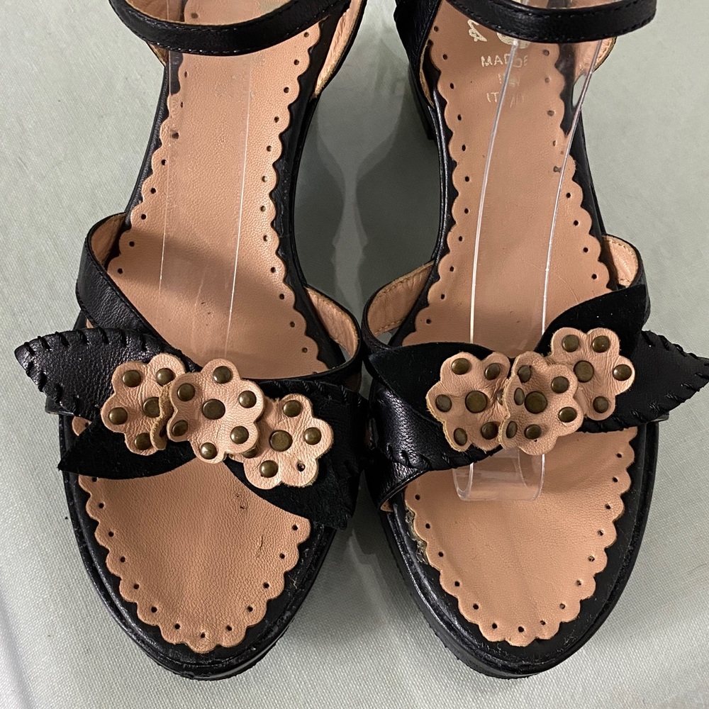 Bravo Brown’s Made in Italy 🇮🇹 Elegant Leather Women's Sandals Wedge! Size 8 - Picture 3 of 9